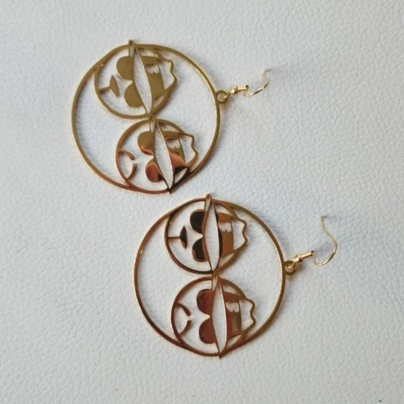 GOLD Chicana Hoop Round Dangle Drop Earrings Lowrider Latina Gangster - Picture 5 of 5